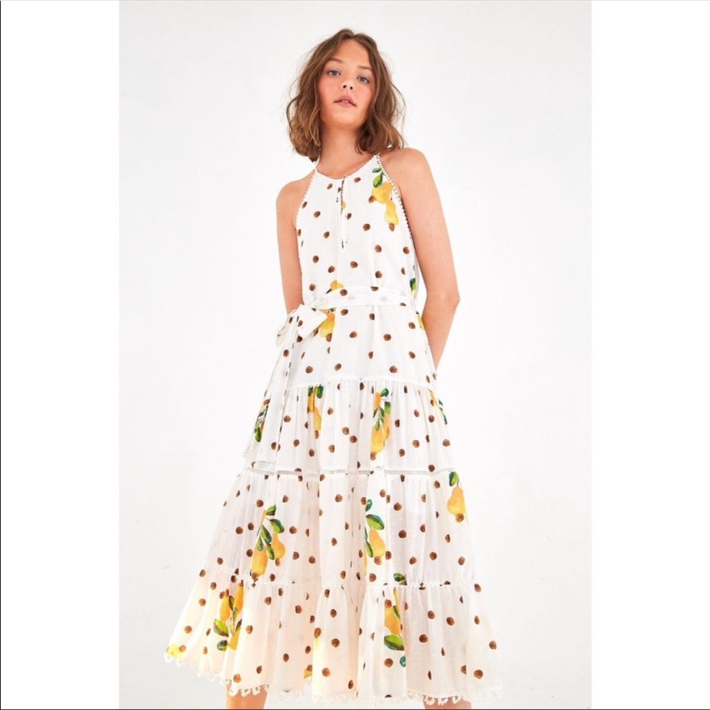 RARE Farm Rio Cashew Dot Sleeveless Midi Dress